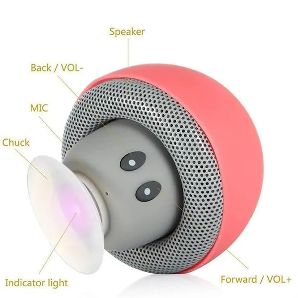 Mini Mushroom Bluetooth Wireless Speaker Suction Cup