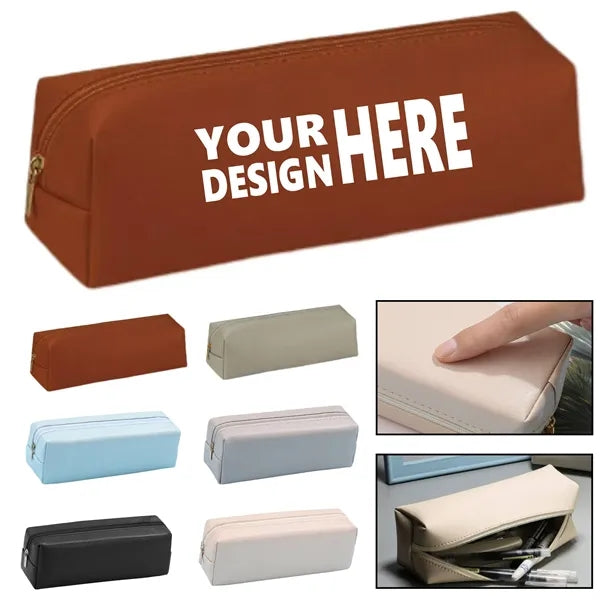 Large-Capacity PU Leather Pencil Case