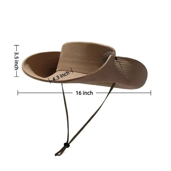 Wide Brim Fishing Sun Hat With Chin Cord