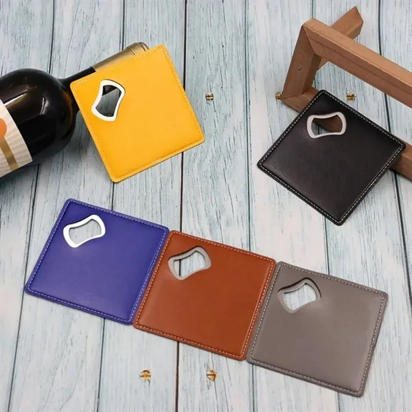 Premium Leather Coaster With Hidden Bottle Opener