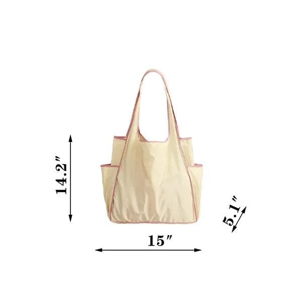 Color Block Large Capacity Folding Shopping Bag