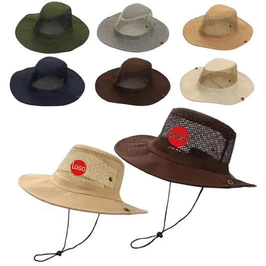 Summer Breathable Fishing Hat With Chin Cord