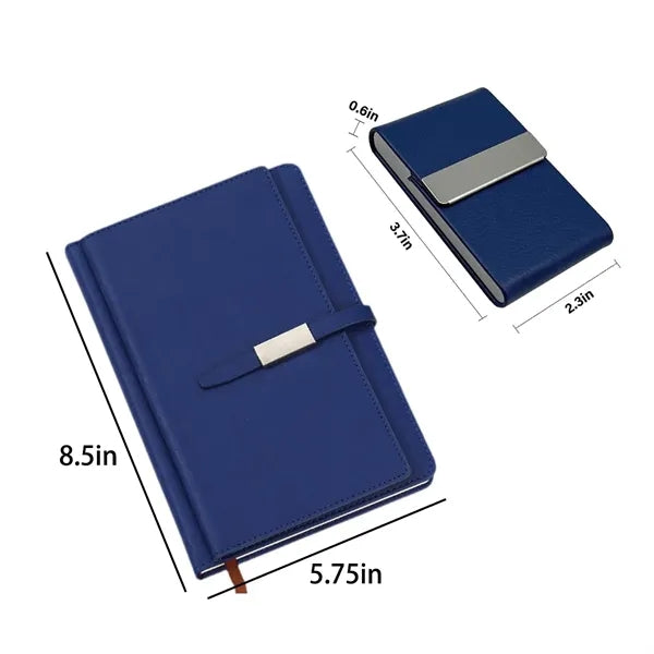 4-Piece PU Leather Notebook Pen Key Ring Business Gift Set