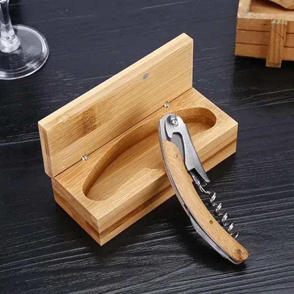 Professional Wood Handle Waiter's Corkscrew In Bamboo Box