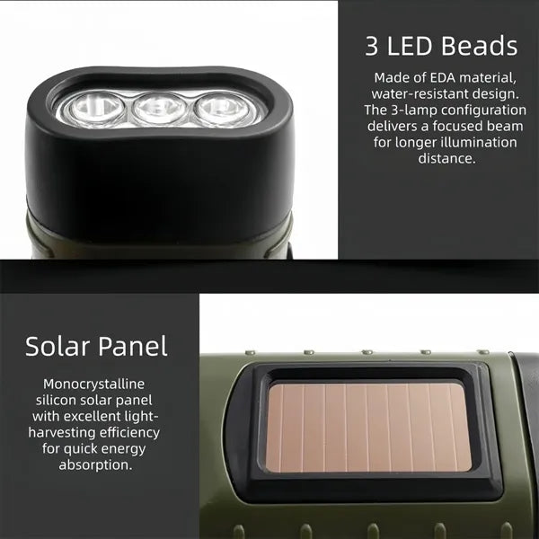 Solar Hand Flashlight Multi-Functional Camping Power Supply