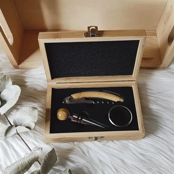 3-Piece Bamboo Wine Accessory Gift Set