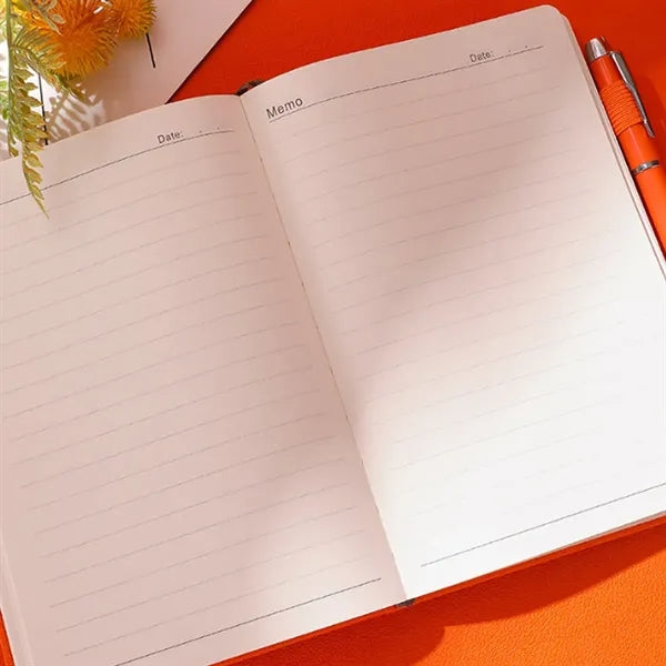 TwoTone A5 PU Leather Notebook & Metal Pen Business Gift Set