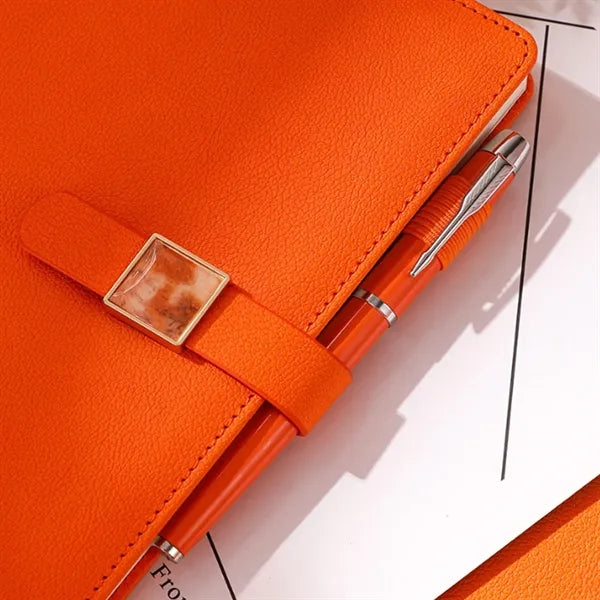 TwoTone A5 PU Leather Notebook & Metal Pen Business Gift Set