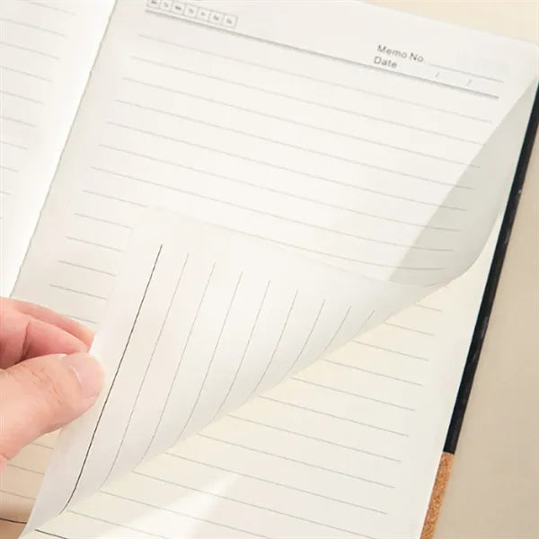 Modern Black And Cork 4-Piece Coffee Mug Notebook Gift Set