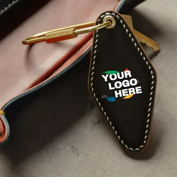 Rhombus-Shaped Leather Keychain