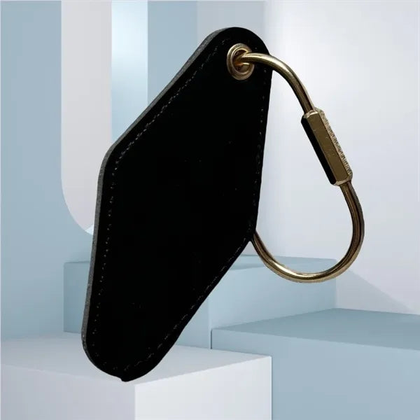 Rhombus-Shaped Leather Keychain