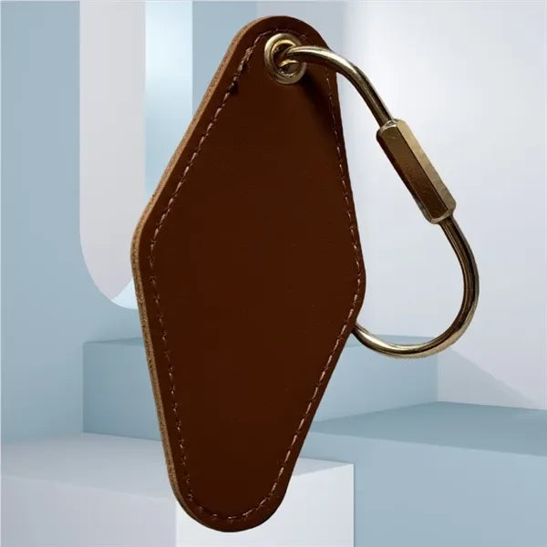 Rhombus-Shaped Leather Keychain