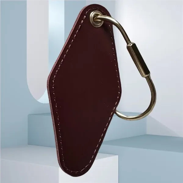 Rhombus-Shaped Leather Keychain