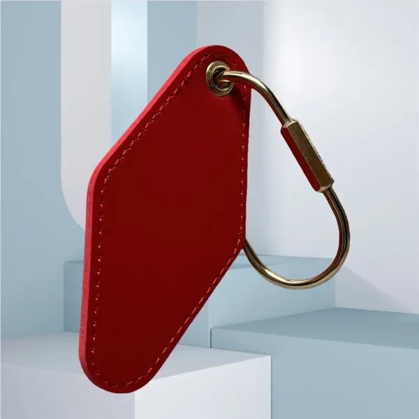 Rhombus-Shaped Leather Keychain