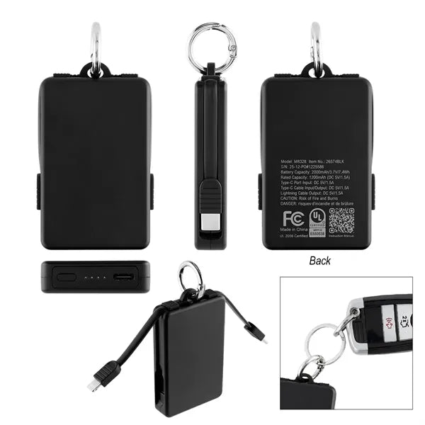 2,000 mAh UL Listed Power Bank Key Ring
