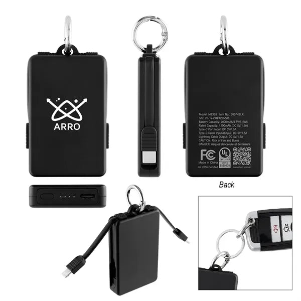 2,000 mAh UL Listed Power Bank Key Ring