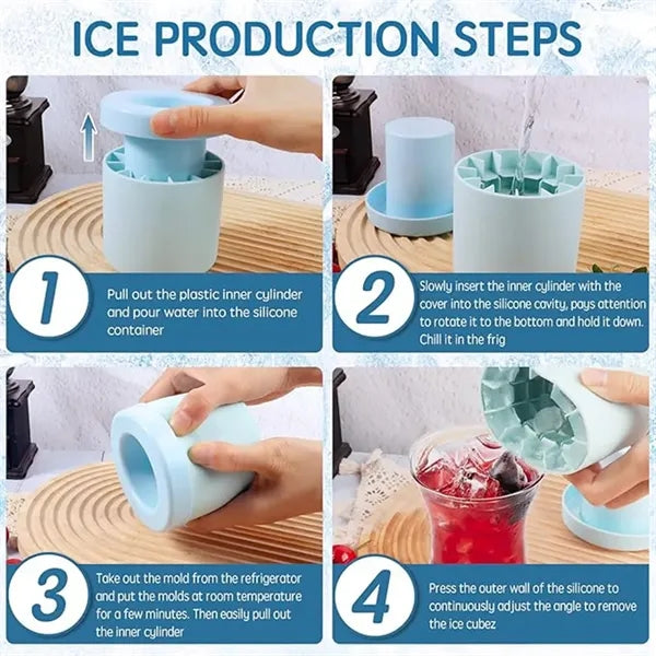 3D Cylinder Silicone Ice Cube Mold Press-Type Easy Release