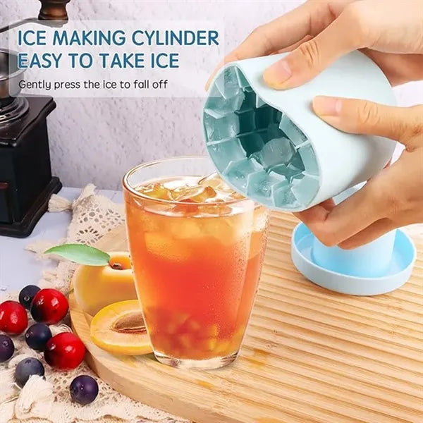 3D Cylinder Silicone Ice Cube Mold Press-Type Easy Release