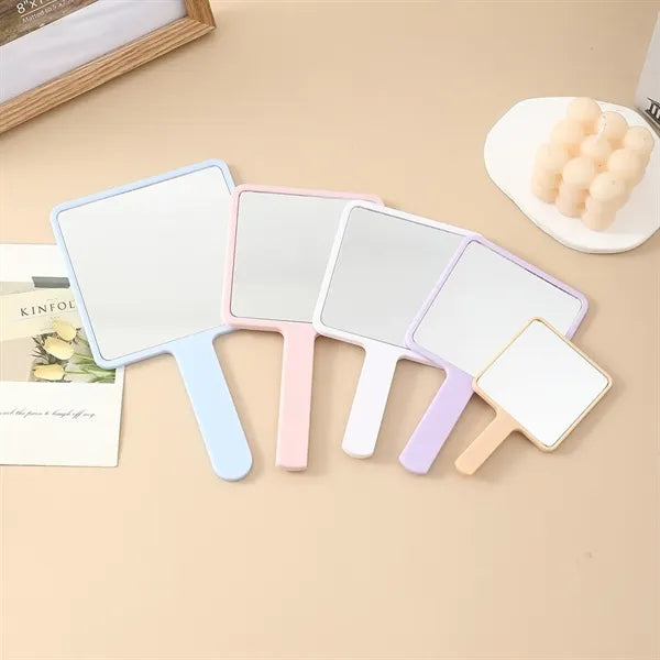 Square Multi-Color Handheld Makeup Mirror with Handle
