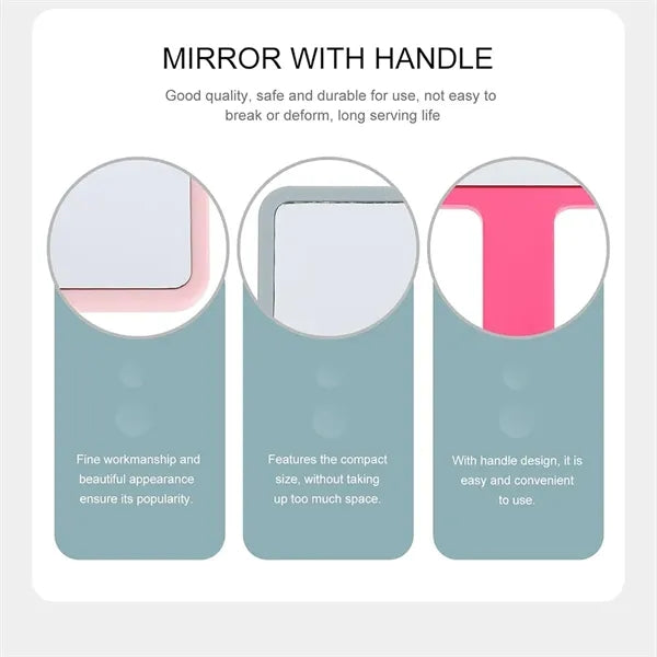 Square Multi-Color Handheld Makeup Mirror with Handle