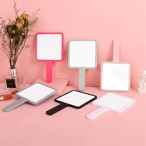 Square Multi-Color Handheld Makeup Mirror with Handle