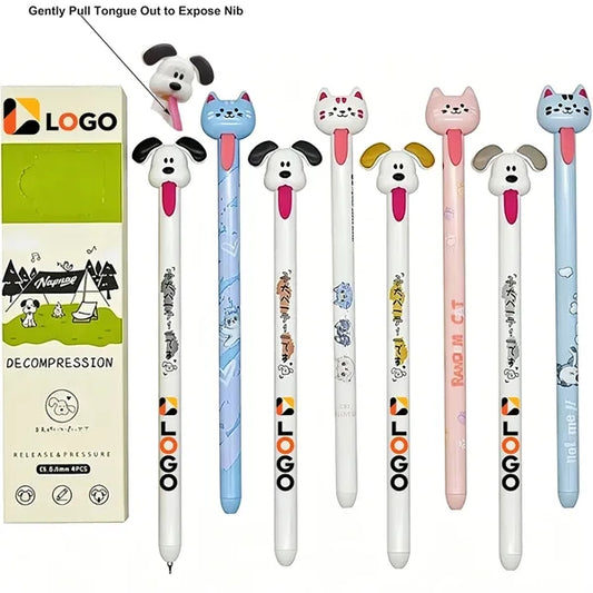 Novelty Cat Dog Tongue-out Stress Relief Gel Pens for Pet Lo