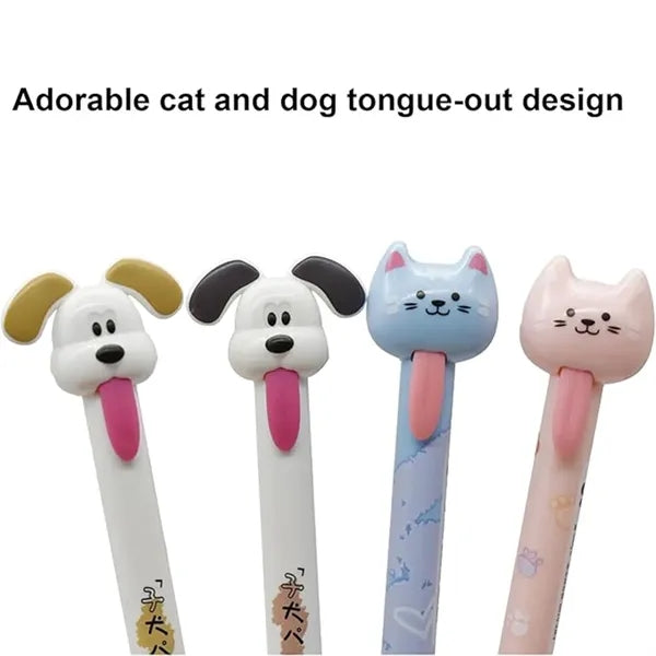 Novelty Cat Dog Tongue-out Stress Relief Gel Pens for Pet Lo