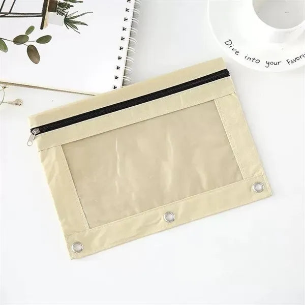 Storage Document Bag Three-Hole Zipper Pencil Case