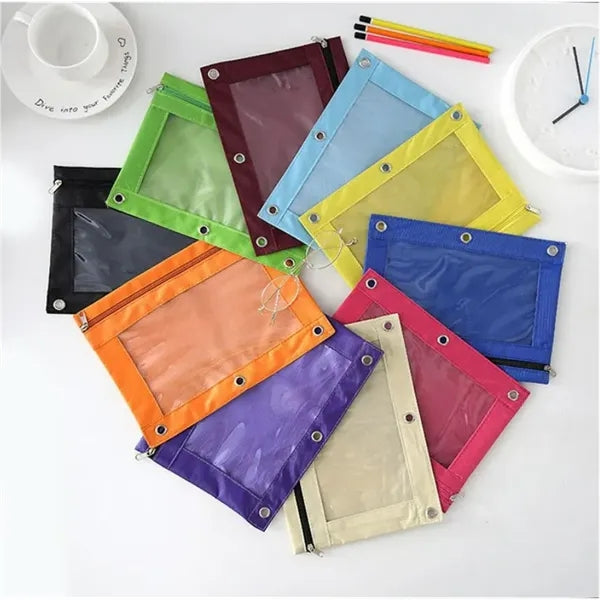 Storage Document Bag Three-Hole Zipper Pencil Case