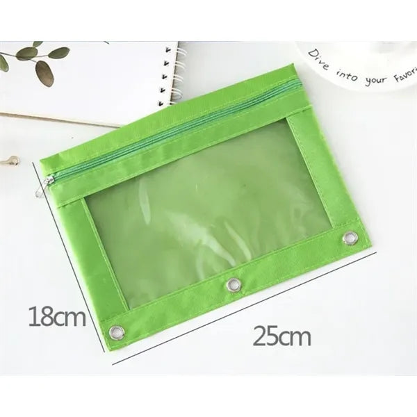 Storage Document Bag Three-Hole Zipper Pencil Case