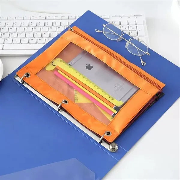 Storage Document Bag Three-Hole Zipper Pencil Case