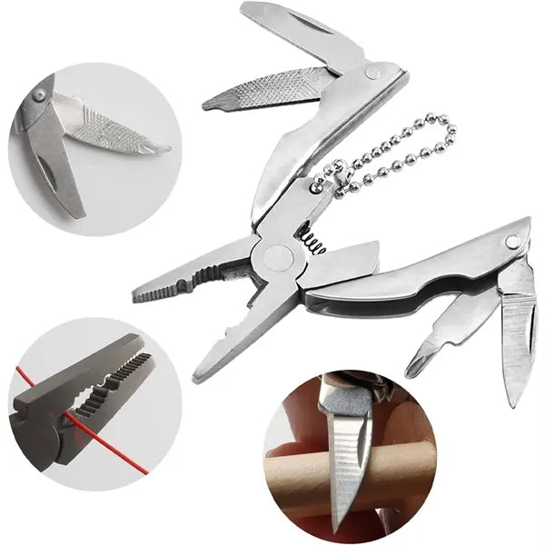 Polished 6-in-1 Mini Stainless Steel Multitool Pliers