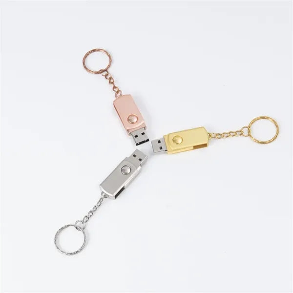 Swivel Metal USB Drive with Keychain