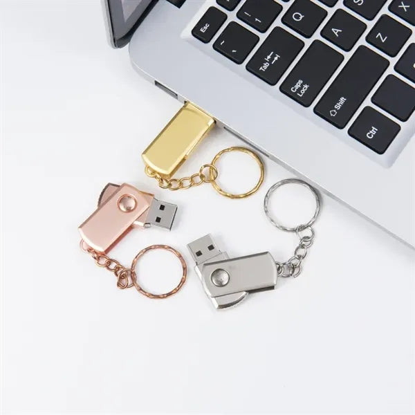Swivel Metal USB Drive with Keychain