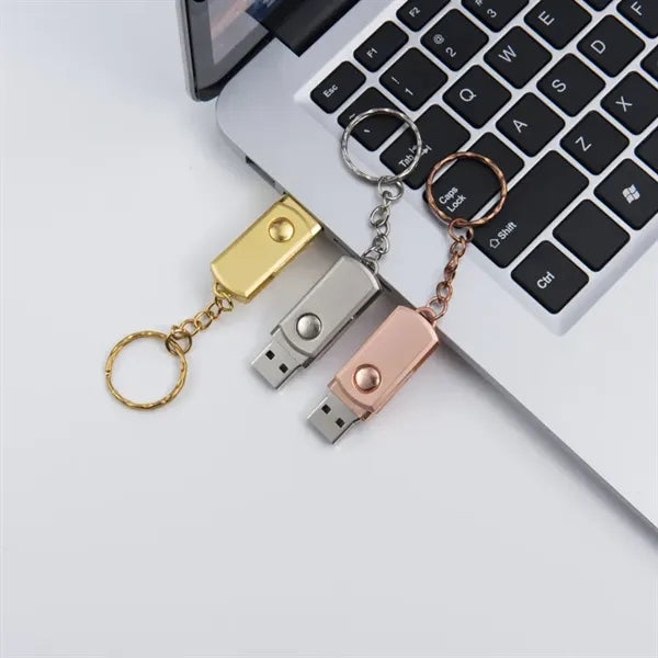 Swivel Metal USB Drive with Keychain