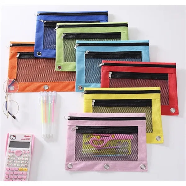 Large Cute Two ZIP File Pocket Document Bag Pencil Case
