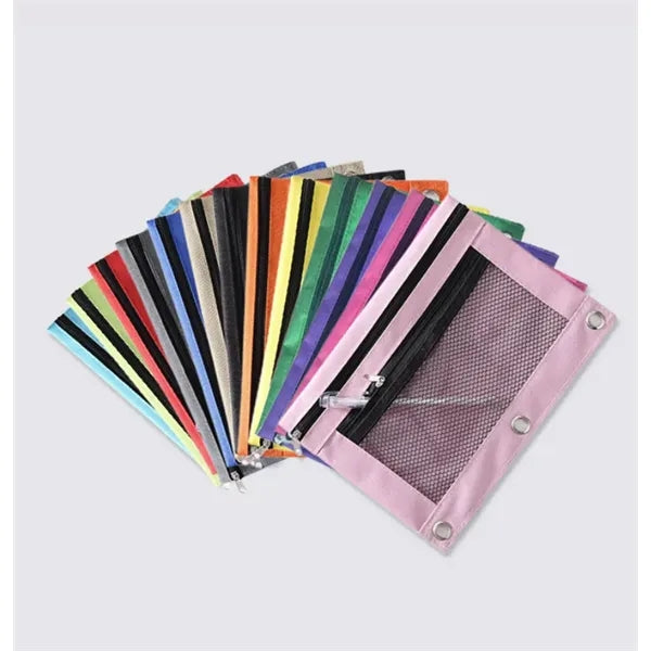 Large Cute Two ZIP File Pocket Document Bag Pencil Case
