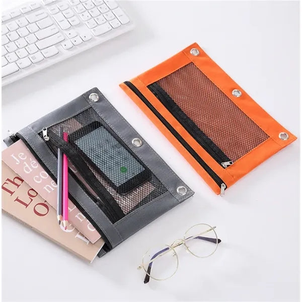 Large Cute Two ZIP File Pocket Document Bag Pencil Case