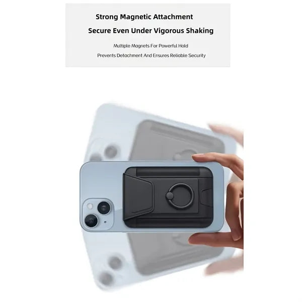Magnetic Leather Phone Wallet With Ring Grip Stand