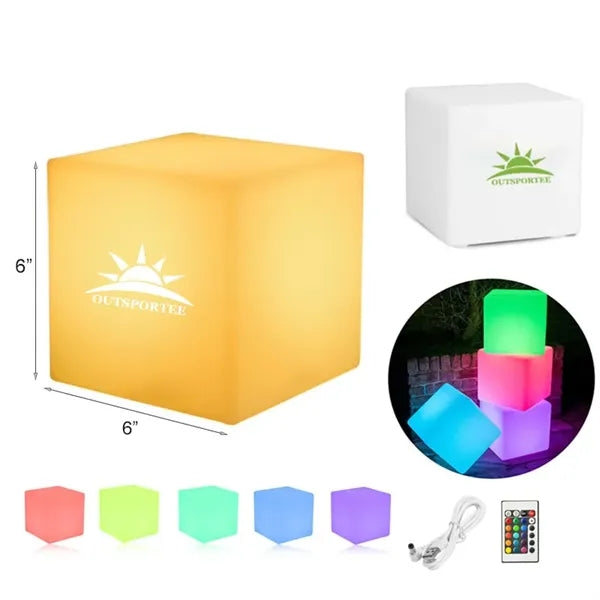 6"/ 8" RGB LED Cube Night Light Rechargeable Mood Lamp Decor
