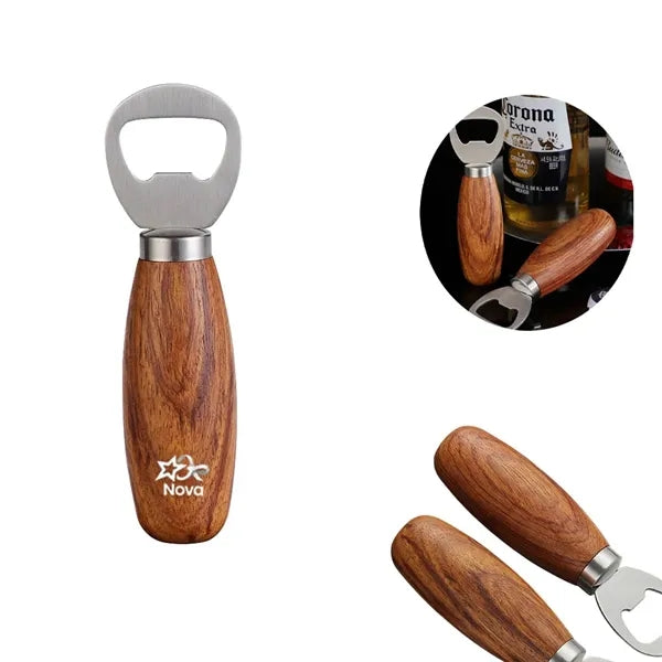 Multi-Uses Compact Wooden Handheld Beer Bottle Opener 4 Pce