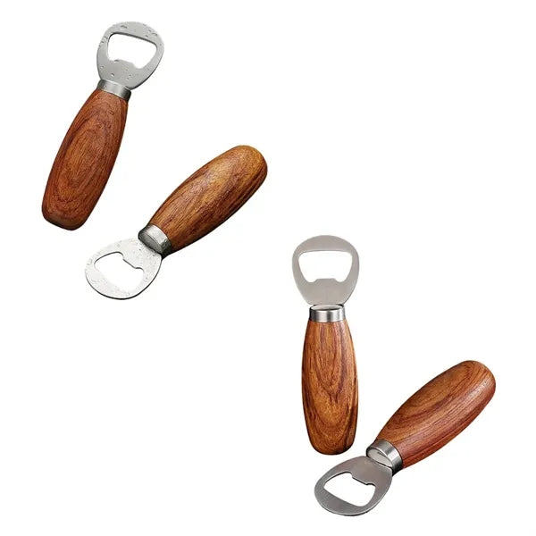 Multi-Uses Compact Wooden Handheld Beer Bottle Opener 4 Pce
