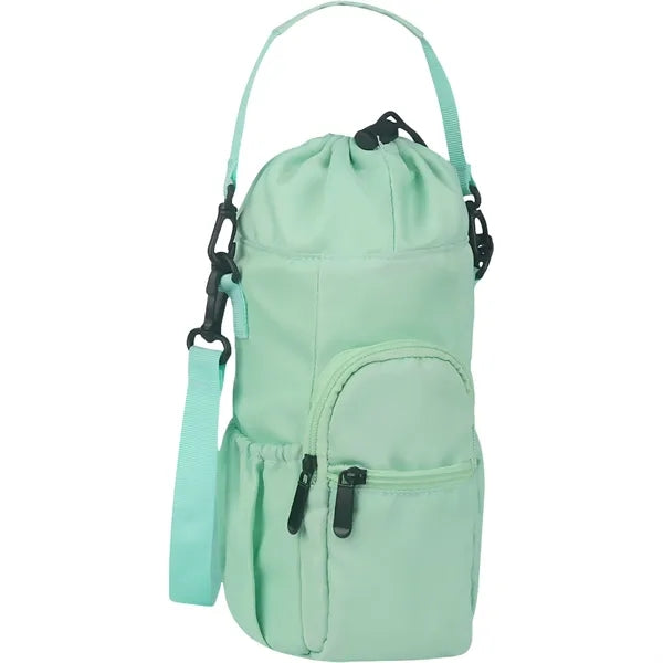 Water Bottle Drawstring Carrier Bag with Phone Pocket