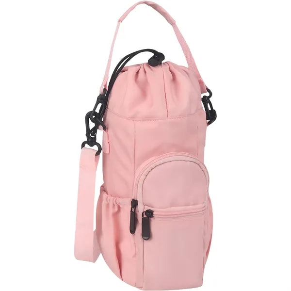 Water Bottle Drawstring Carrier Bag with Phone Pocket