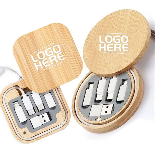 Eco Bamboo 6 In 1 Fast Charging Cable Case