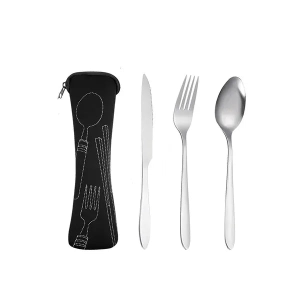 Stainless Steel Tableware Kit w/Neoprene Pouch