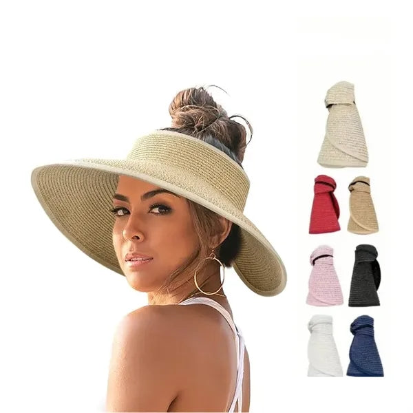 Sun Hats for Women Wide Brim Beach Straw Visor