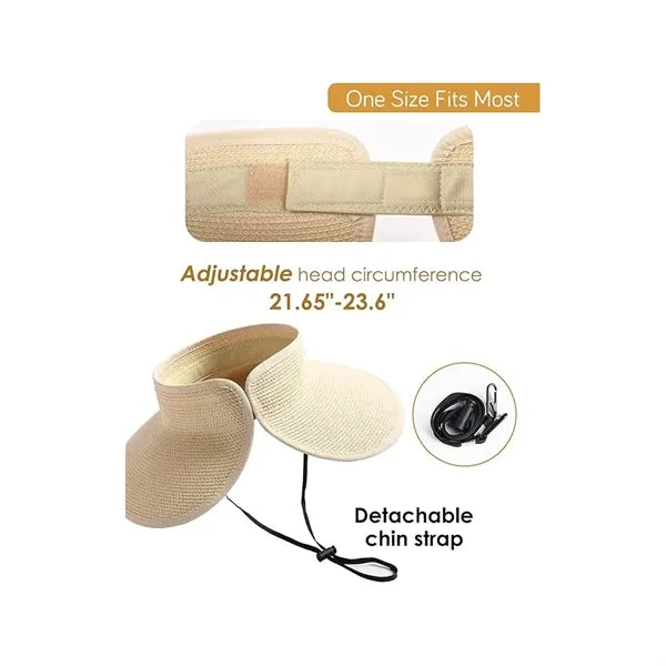 Sun Hats for Women Wide Brim Beach Straw Visor