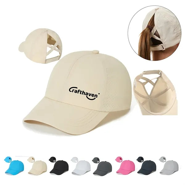 Adjustable Cross Ponytail Baseball Cap