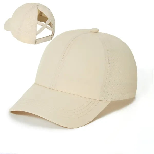 Adjustable Cross Ponytail Baseball Cap